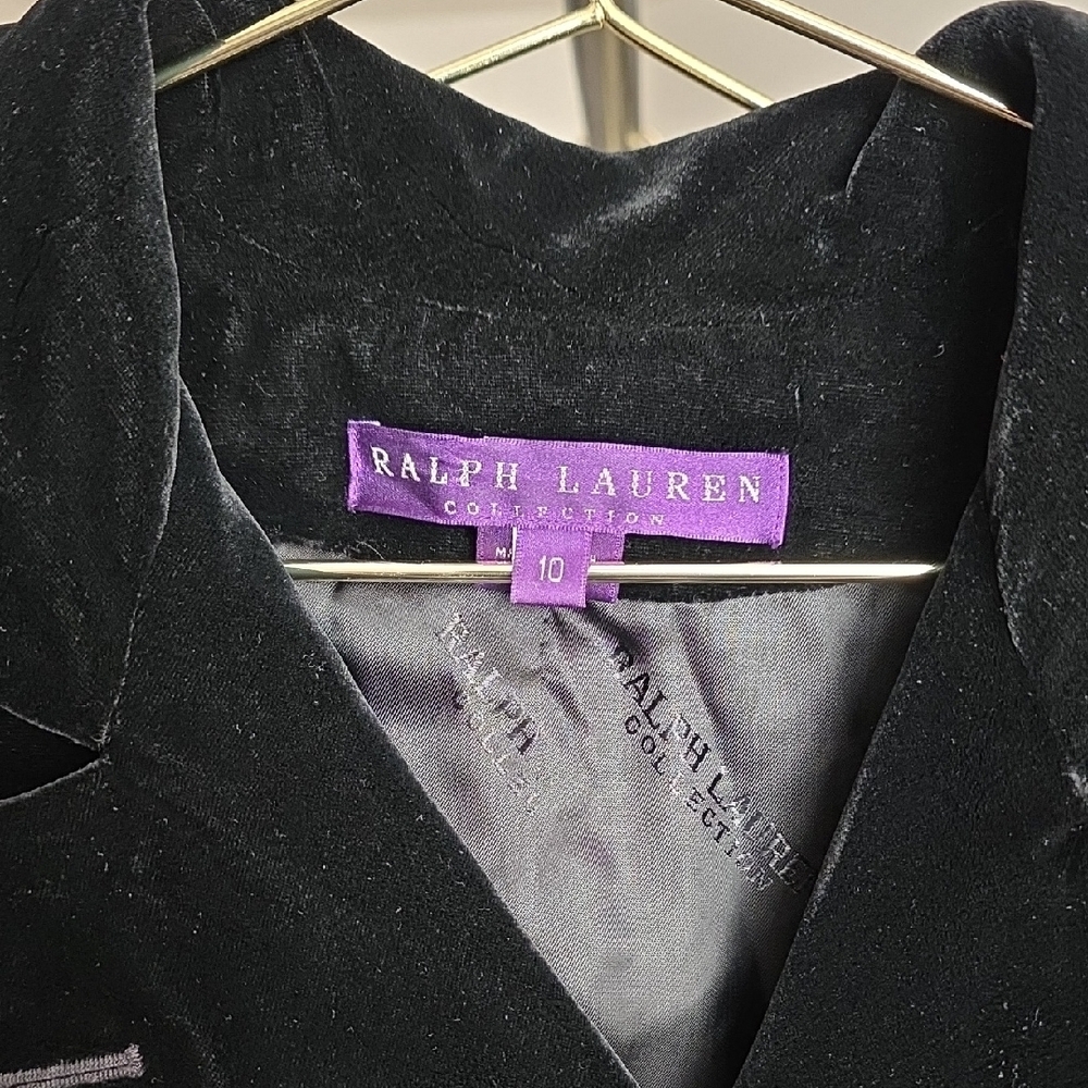 Vintage Ralph Lauren Purple Black Velvet Double Breasted Fitted Blazer Small 10 - Picture 7 of 15